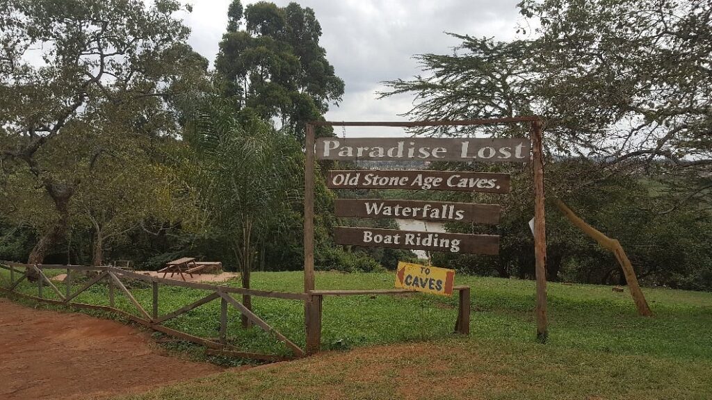 Waterfall and caves at Paradise Lost resort in Kiambu, Kenya